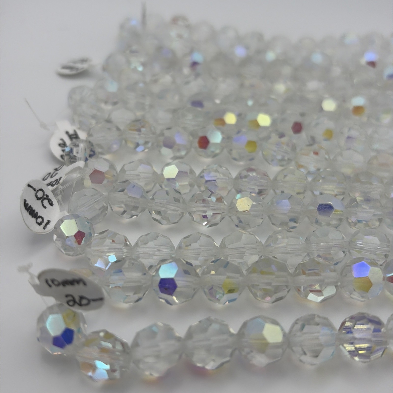 Pre-WWII Crystal Faceted Beads Lot of 180 Vintage Czech Aurora Borealis Glass