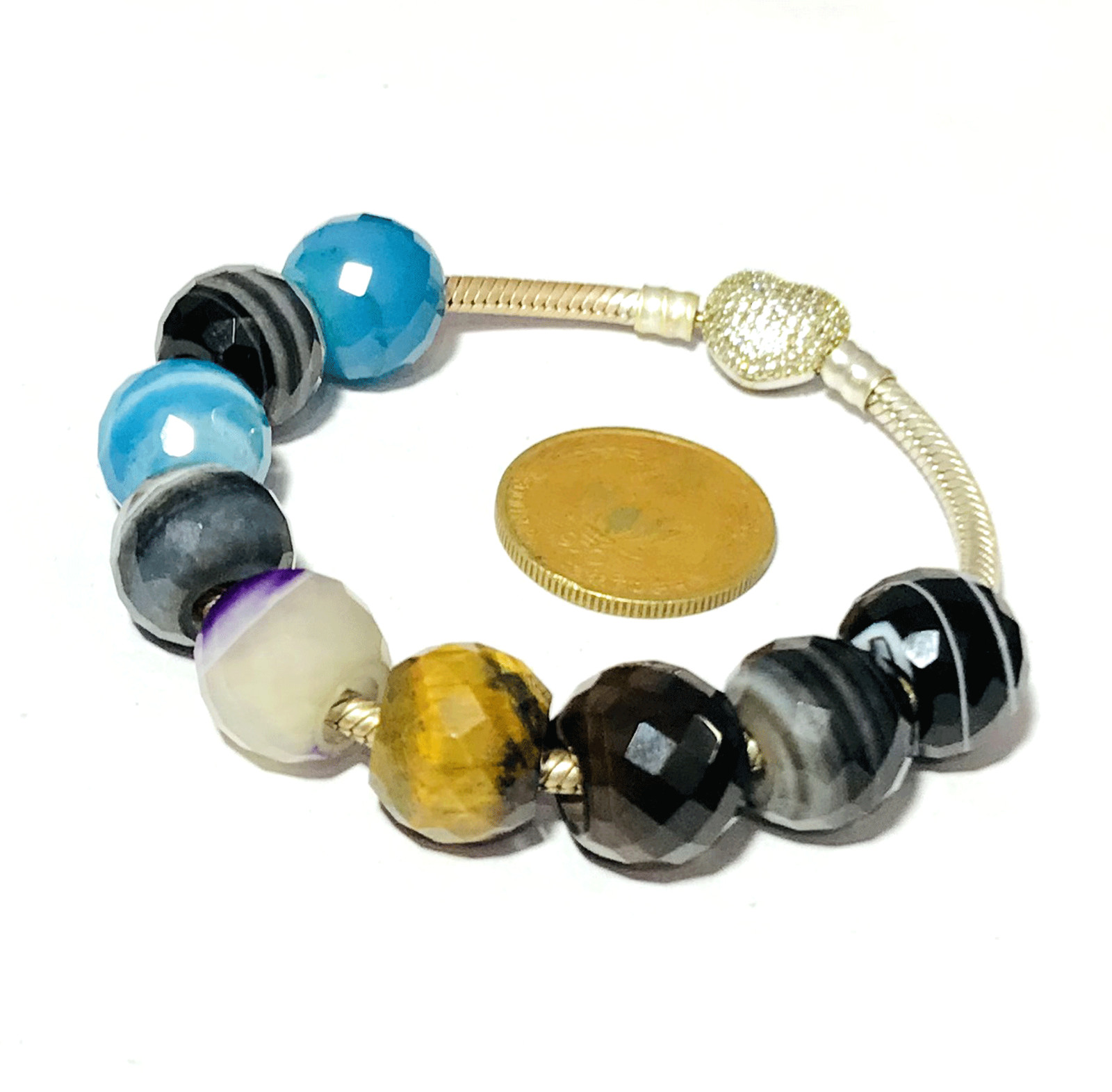 9 Pcs. Natural Multi Gemstone 5mm Big Hole Beads Large Hole Beads 13mm Beads