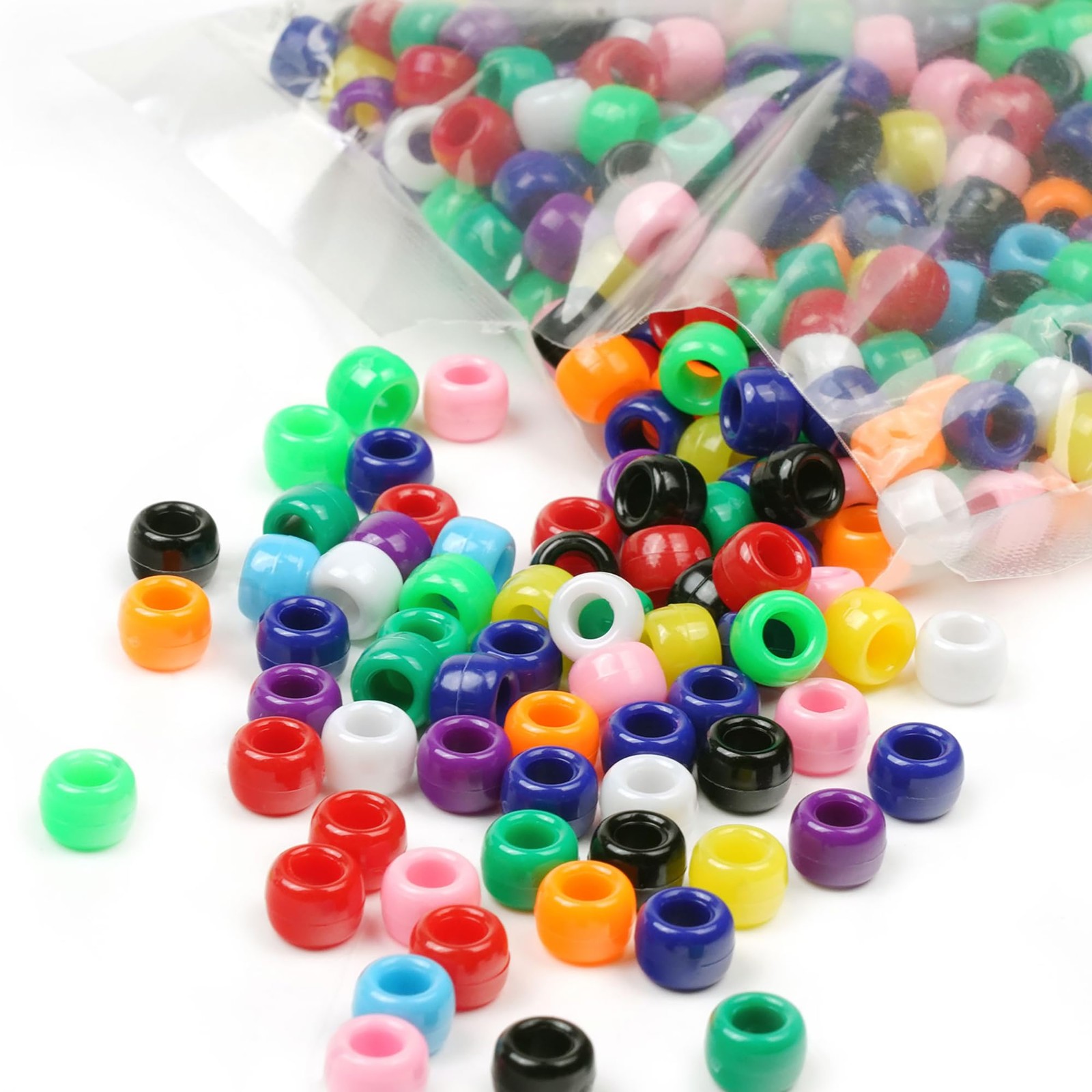 Melius 1000Pcs Pony Beads Bulk, 9mm Acrylic Colorful Pony Beads for Bracelets…