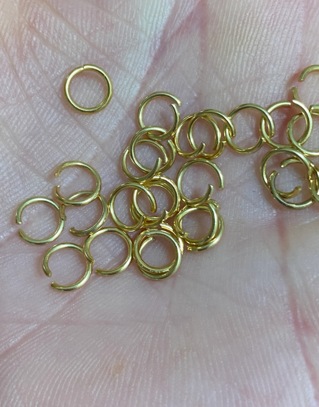 18k Gold Plated Stainless Steel Open Jump Rings 6mm 20 Ga. Anti Tarnish 50 pcs