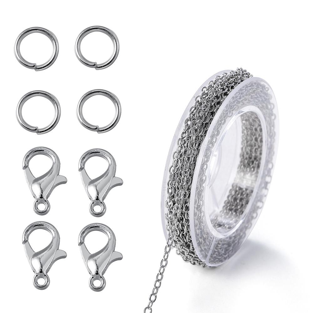 3meter Alloy Bulk Link Chain with Jump Rings Lobster Clasps Necklace Chains for