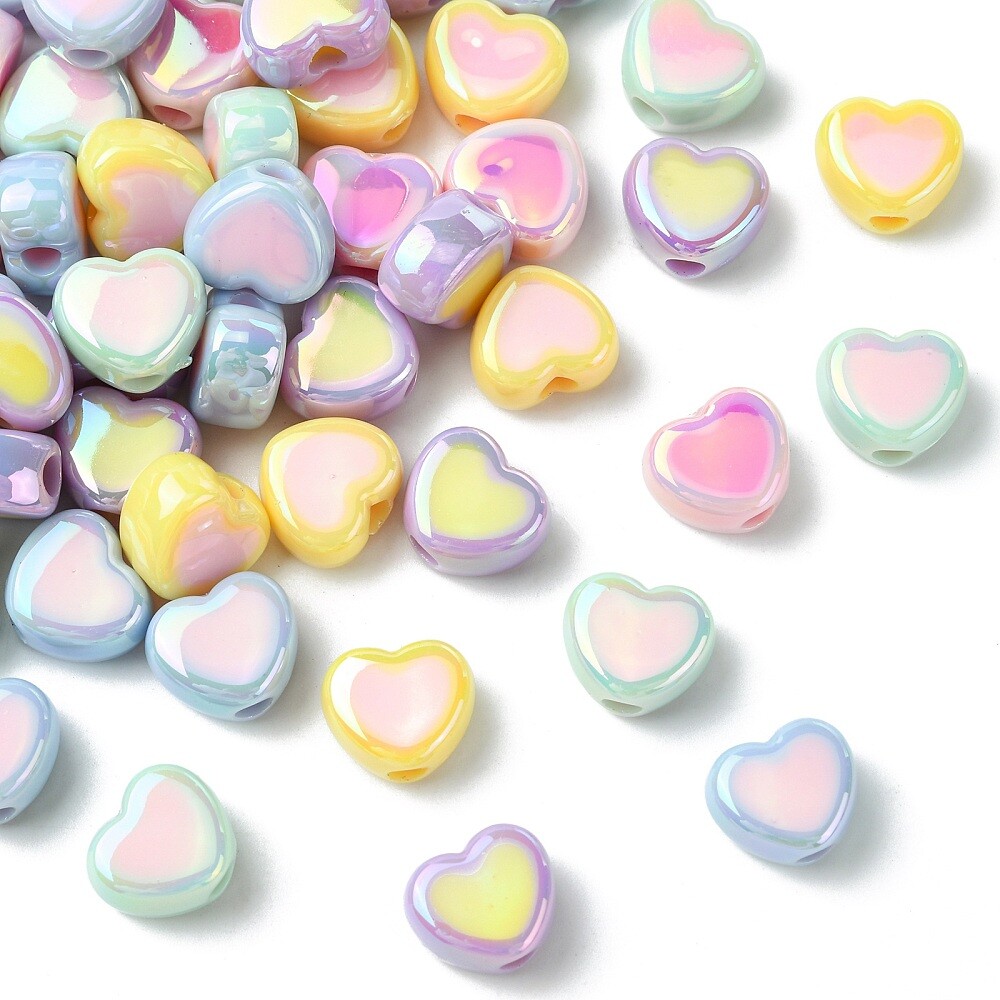 50Pcs Acrylic Heart Beads Love Beads for DIY Bracelet Jewellery Jewelry Making