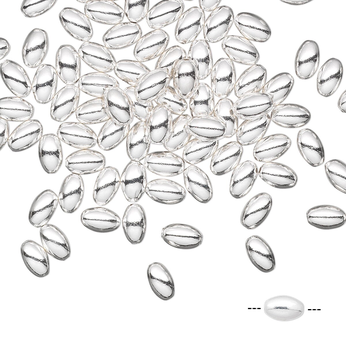 100 Silver Plated Brass 5x3mm OVAL Smooth Spacer Beads with 0.8-1mm Hole