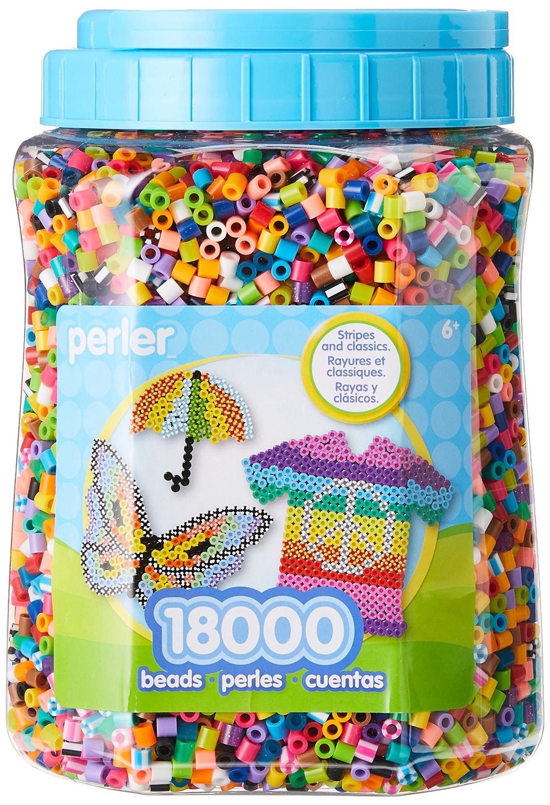 Perler Fun Fusion Bead Jar – 18,000 Multicolor Fuse Beads Bulk Set with Storage