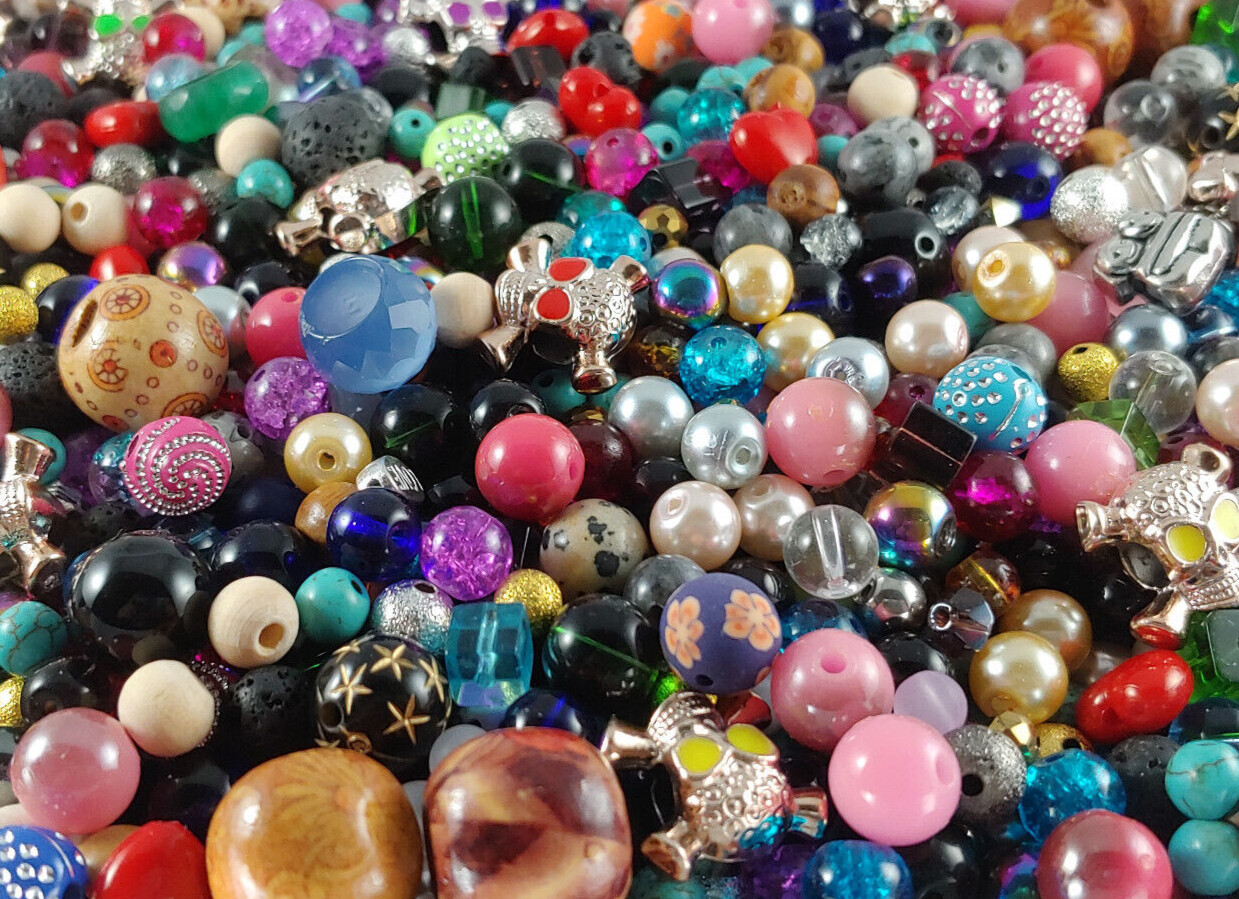 100PC. Mixed Lot 4MM-20MM Glass, Wood, Gemstone, Acrylic Spacer Loose Beads