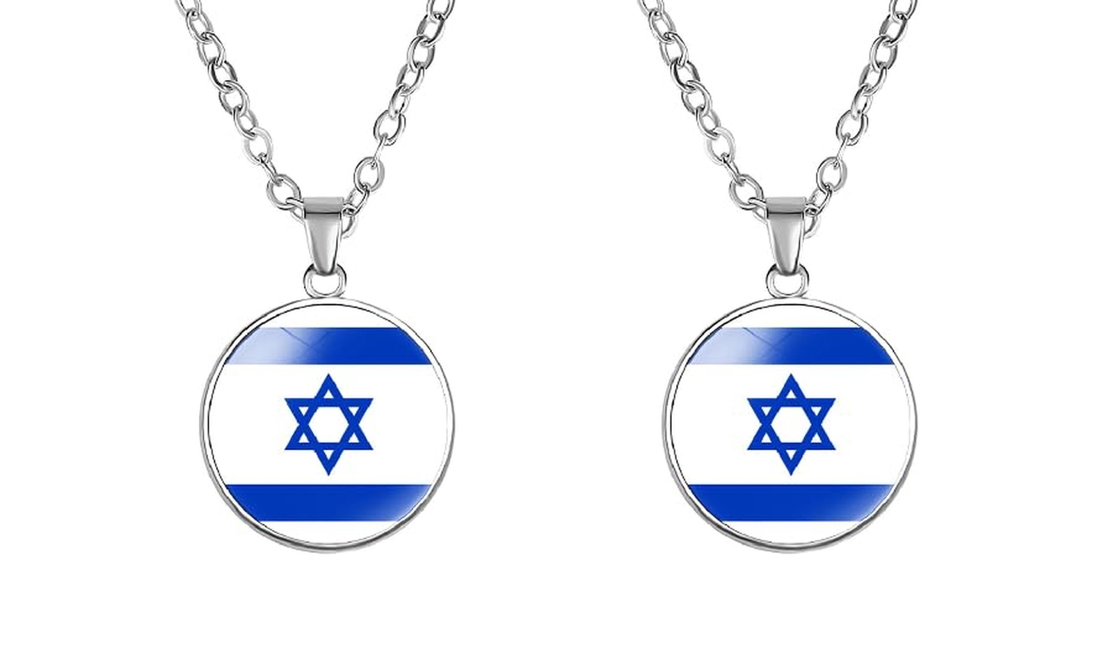 2 Israeli Flag Necklaces, Time Gem Simple Pendant Necklace, I Stand with Israel