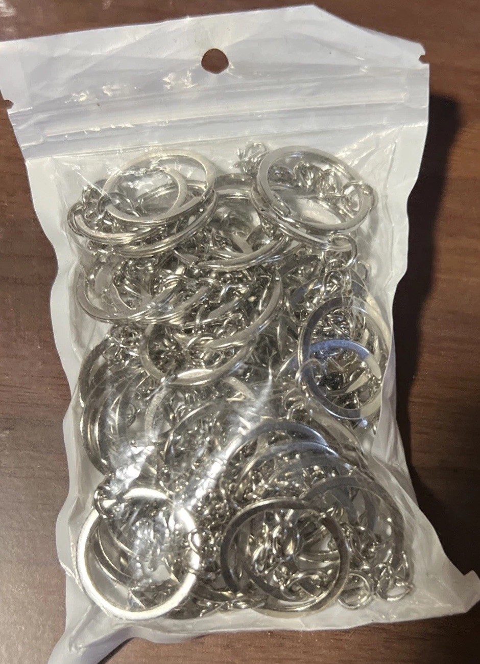 50 PIECES KEY SPLIT RING STAINLESS STEEL SILVER CHAIN KEYCHAIN KEYRING WHOLESALE