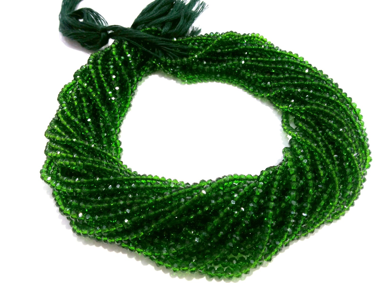 Chrome Diopside Quartz Rondelle Faceted 3-4mm Hydro Loose Beads 12″inch 5 Strand
