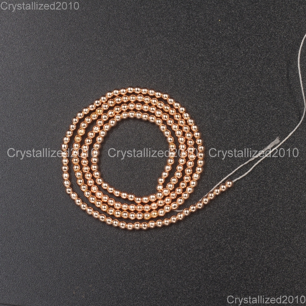 AAA Natural Rose Gold Hematite Gemstones Round Beads 2mm 4mm 6mm 8mm 10mm 16″