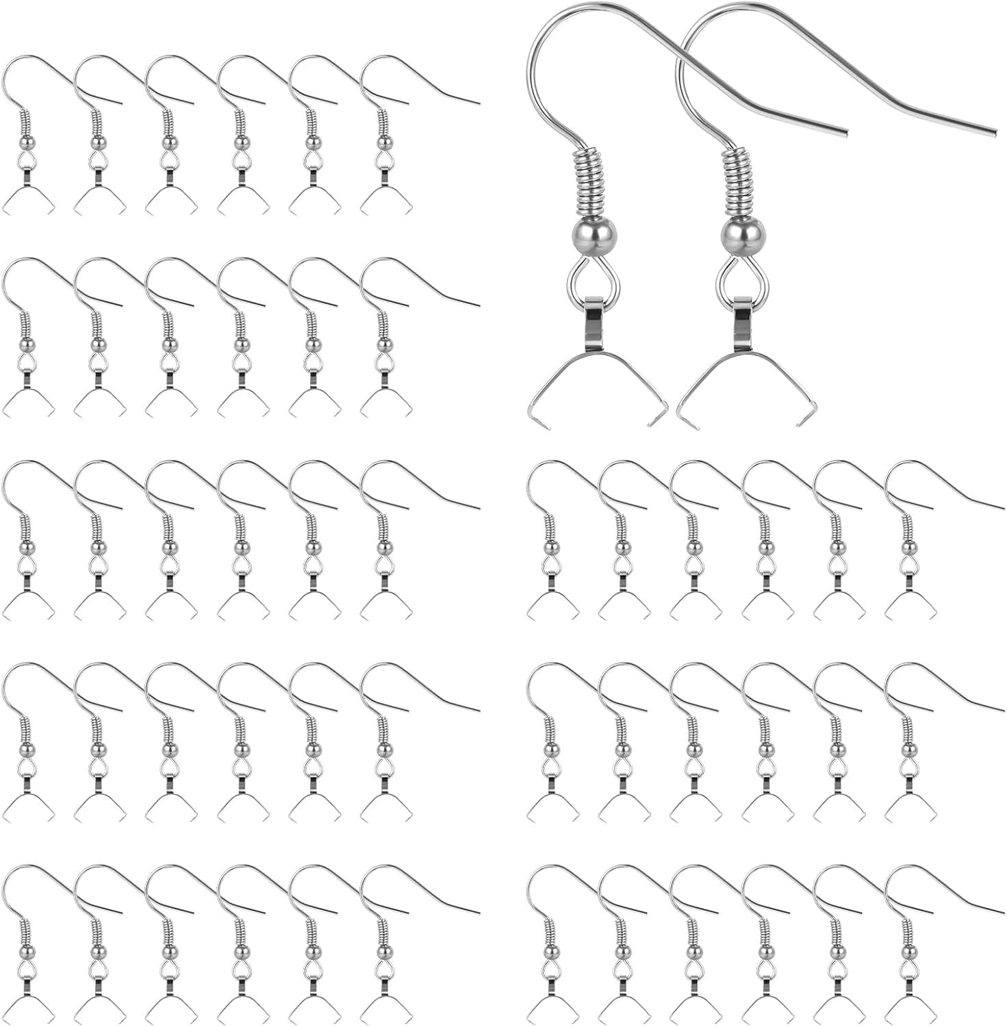 Stainless Steel Earring Hooks Kit – 50 Pcs for DIY Jewelry Making Supplies