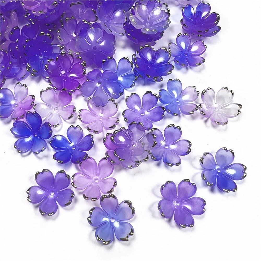 50Pcs Cherry Blossom Acrylic Flower Beads, Mini Floral Spacer Beads for Jewelry
