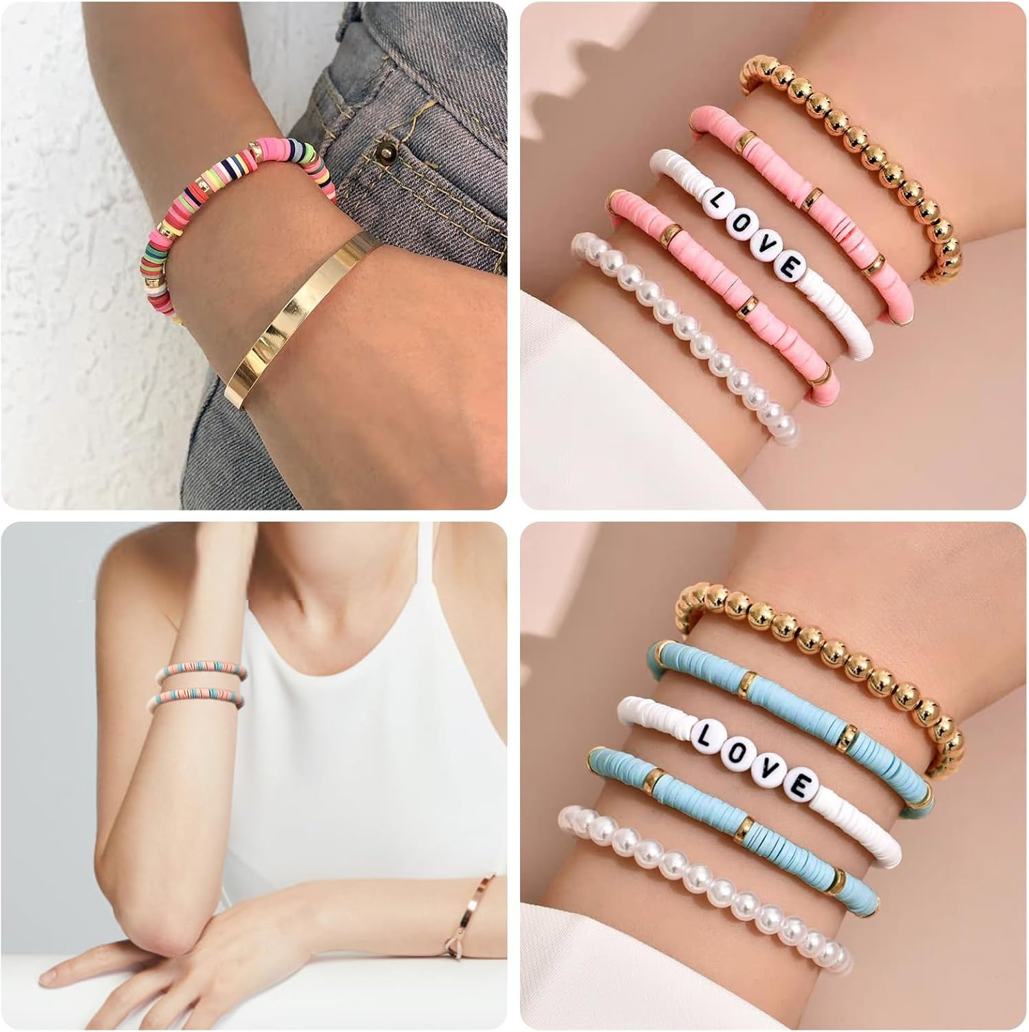 2350Pcs Pink Clay Beads for Bracelets Making | 6 Color Heishi Beads Polymer for