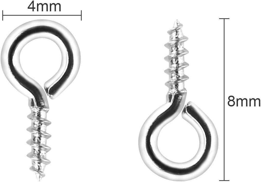 500PCS Small Screw Eye Pins 4 x 8mm Small Eye Hooks for Jewelry Making Eyelets