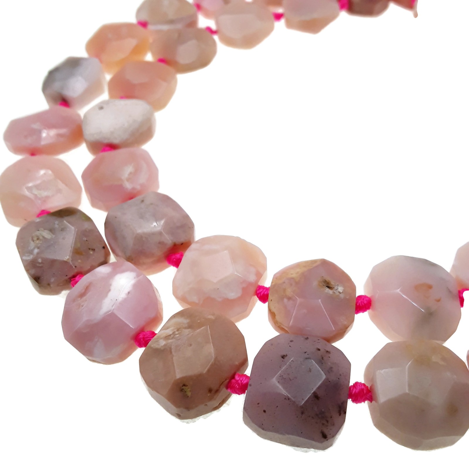 Pink Opal Faceted Octagon Flat Square Beads Approx 15x15mm 15.5″ Strand