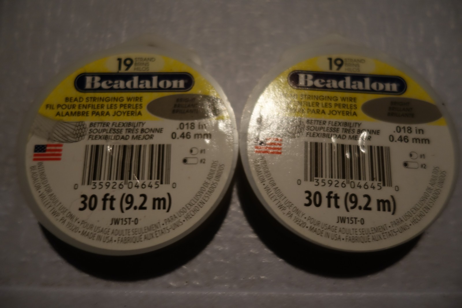 Beadalon Bead Wire 19-strand .018 Bright JW15T-0 2 spools