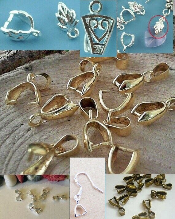Pinch Bail Gold Silver or Bronze Plated Pendant Clasp 30 SIZES and STYLES!!