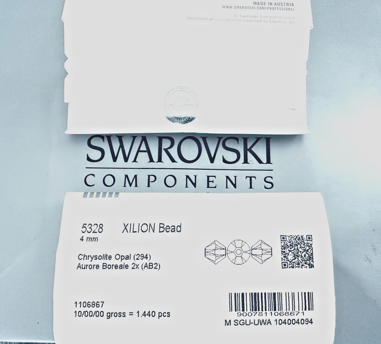 Swarovski 5328 4mm Chrysolite Opal AB 2X 1440 pcs