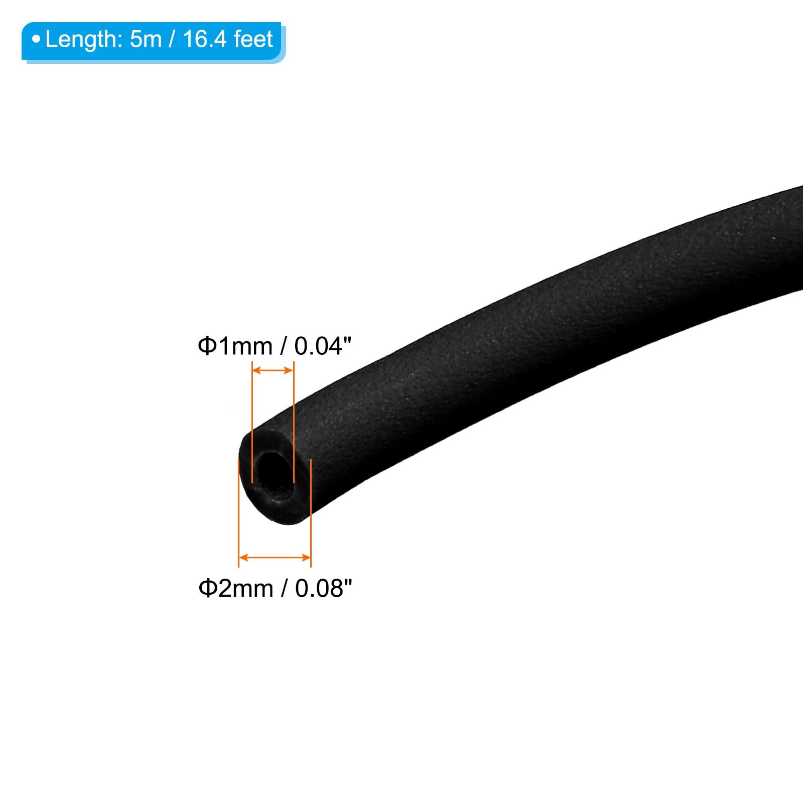 PATIKIL Rubber Cord Tube, 16ft Silicone Hollow Tubing 2mm OD 1mm ID for DIY C…