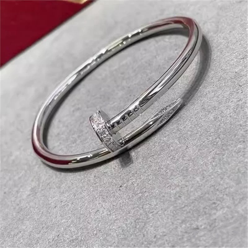 New 925 silver Nail thicker CZ silver Bracelet Size:18cm