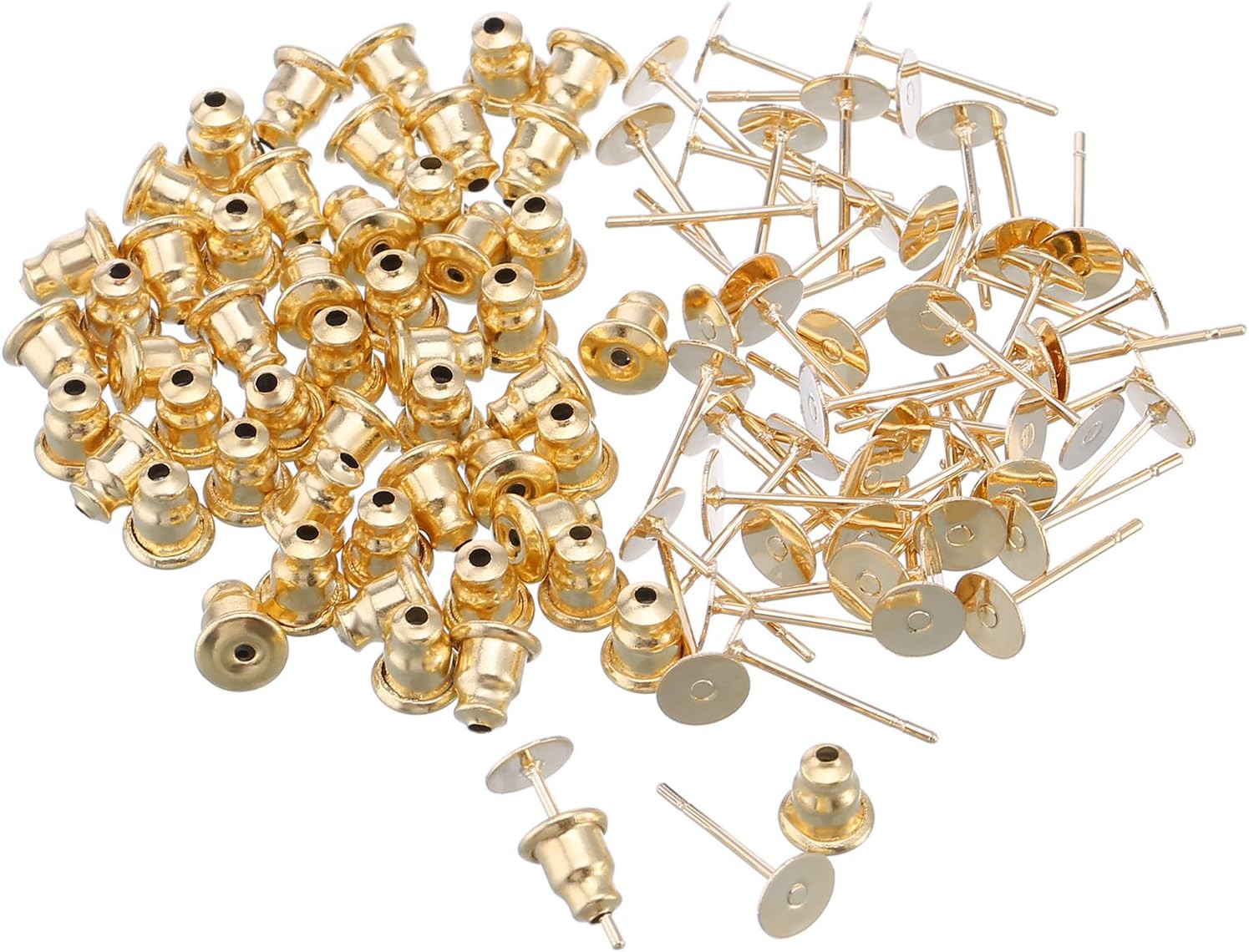 100 Pieces Earring Pin Studs and Backs Hypoallergenic Stainless Steel Bullet Clu