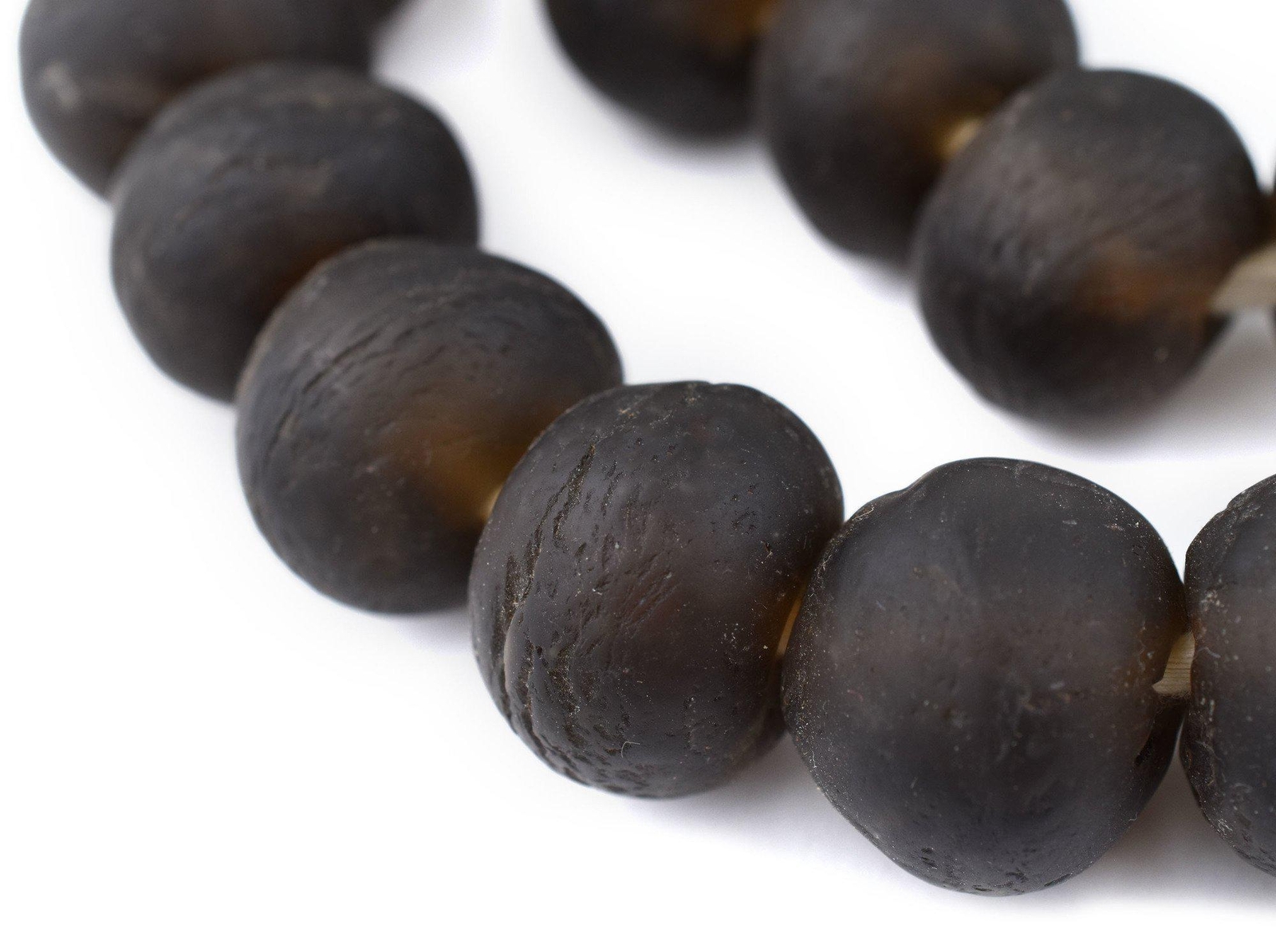 Jumbo Dark Brown Recycled Glass Beads 23mm Ghana African Sea Glass Round