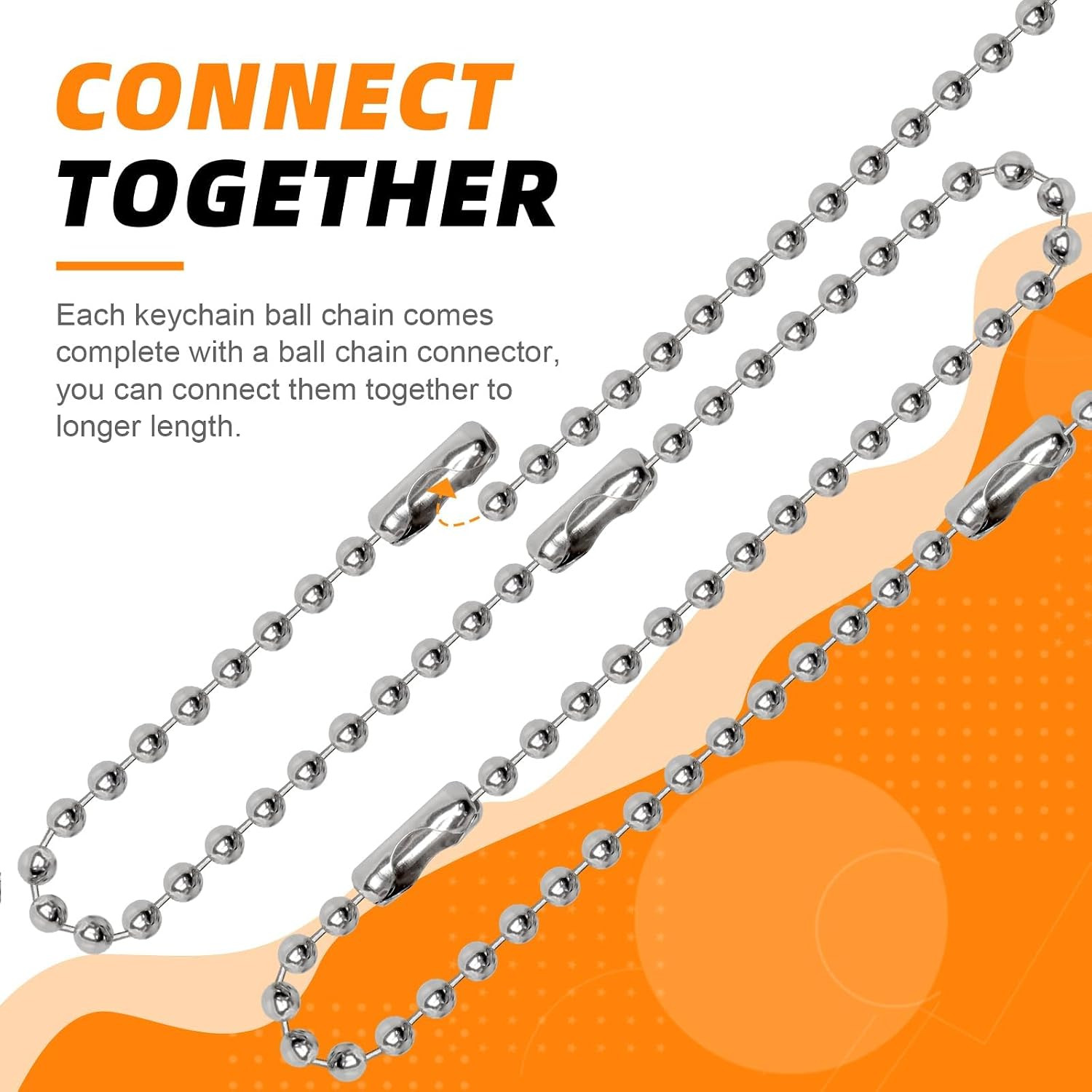 200 Pcs 100 Mm Long Bead Connector Clasp Ball Chains Keychain Tag Keychain Ball