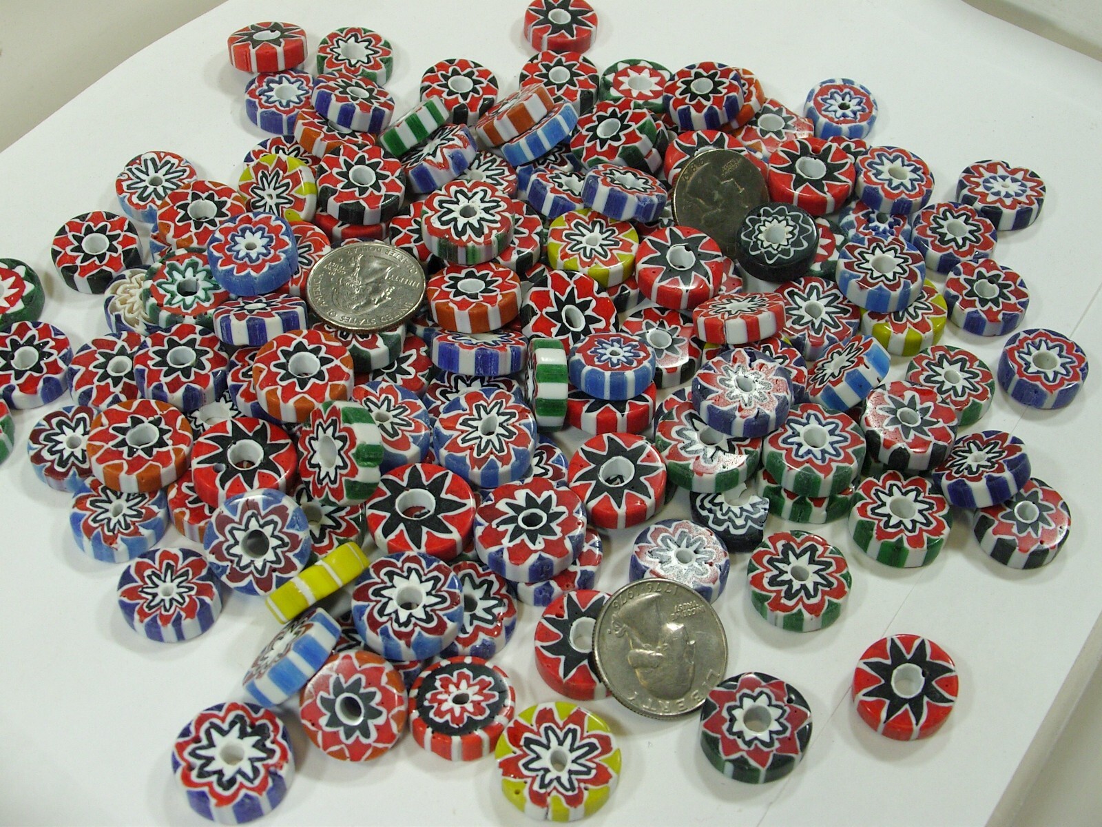 2 Pounds Assorted India Handmade Chevron Glass Beads Wholesale Bulk Lot (WC-91B)