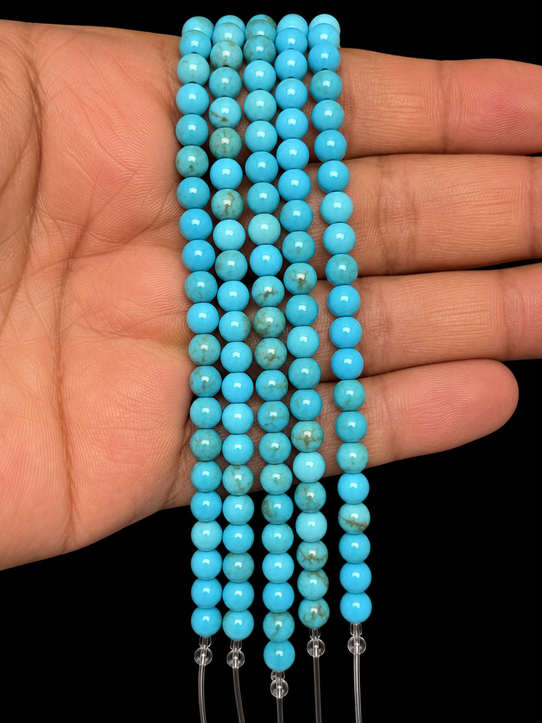 Natural Blue Turquoise Gemstone Beads 4mm Round Polished Strand Genuine Stone