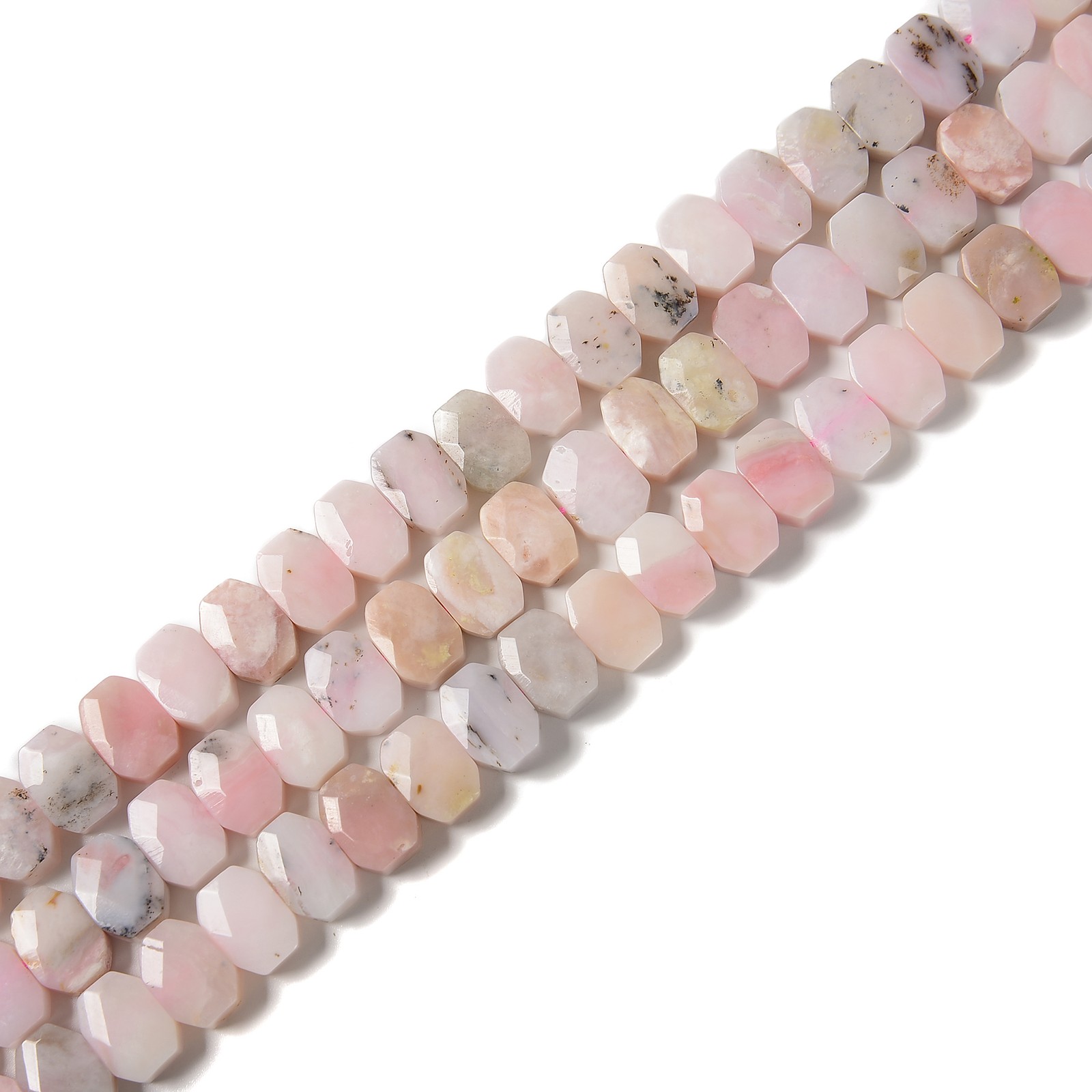 Pink Opal Rectangle Slice Faceted Octagon Beads Approx 10x15mm 15.5″ Strand