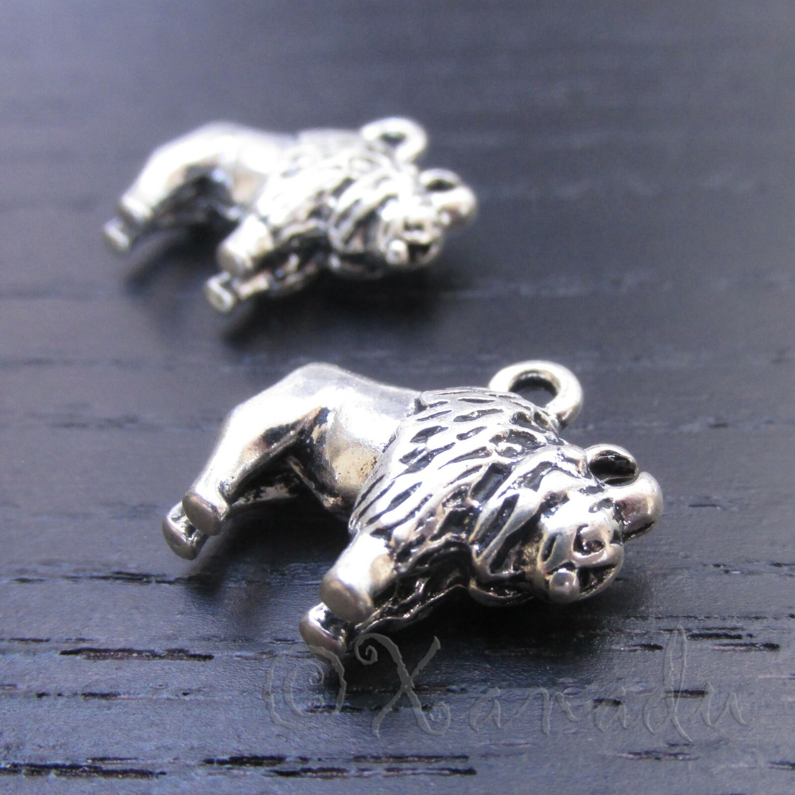 Buffalo Bison Charms 17mm Antiqued Silver Plated Pendants C8570 -2, 5 Or 10PCs