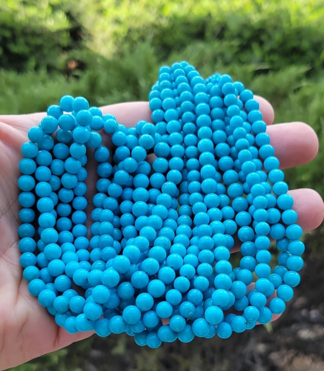One Strand 100% Natural Sleeping Beauty Turquoise Round Beads 5.5-6.5mm