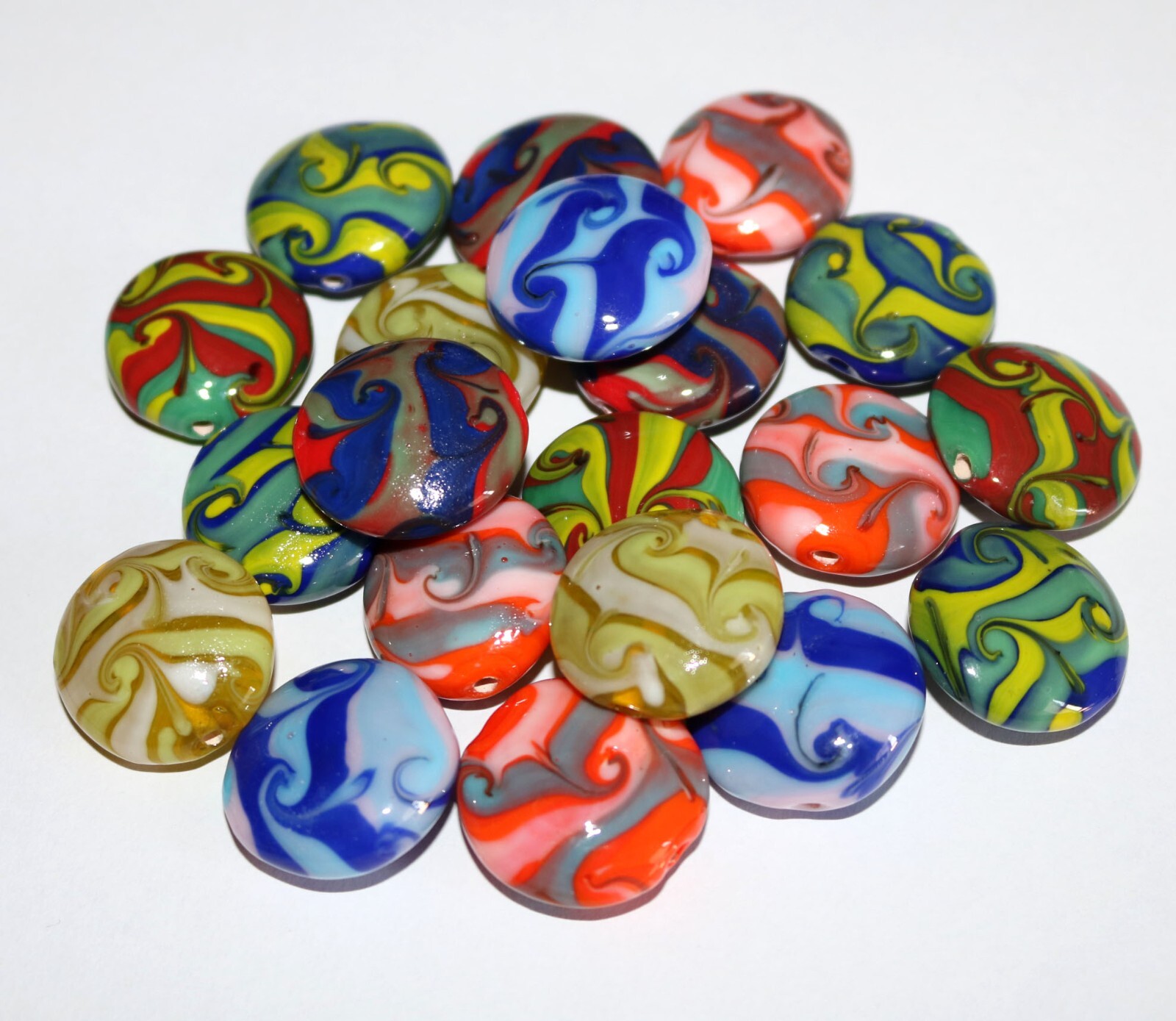 5 Strands Lamp Work Glass Beads, Handmade Lamp Work Glass Beads for Jewelry.