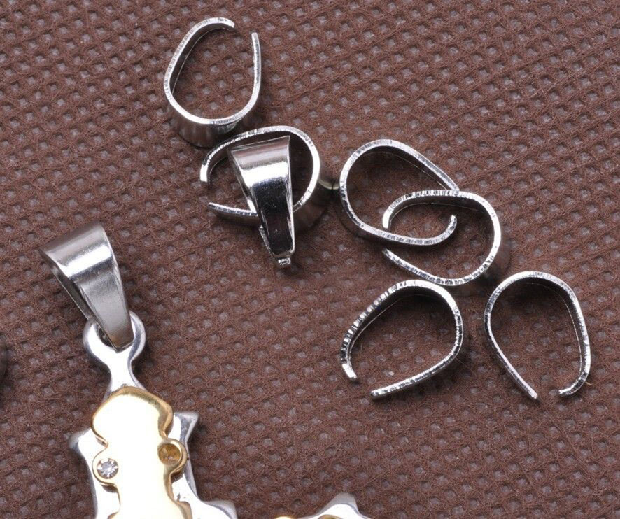 Pendant Pinch Clip Bail 8 Plated Colors 925 Sterling or Stainless 6 SIZES
