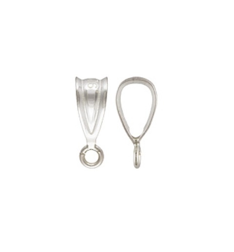 925 Sterling Silver 3x9mm Bail w/Open Perpendicular Ring 4pcs #5530-1