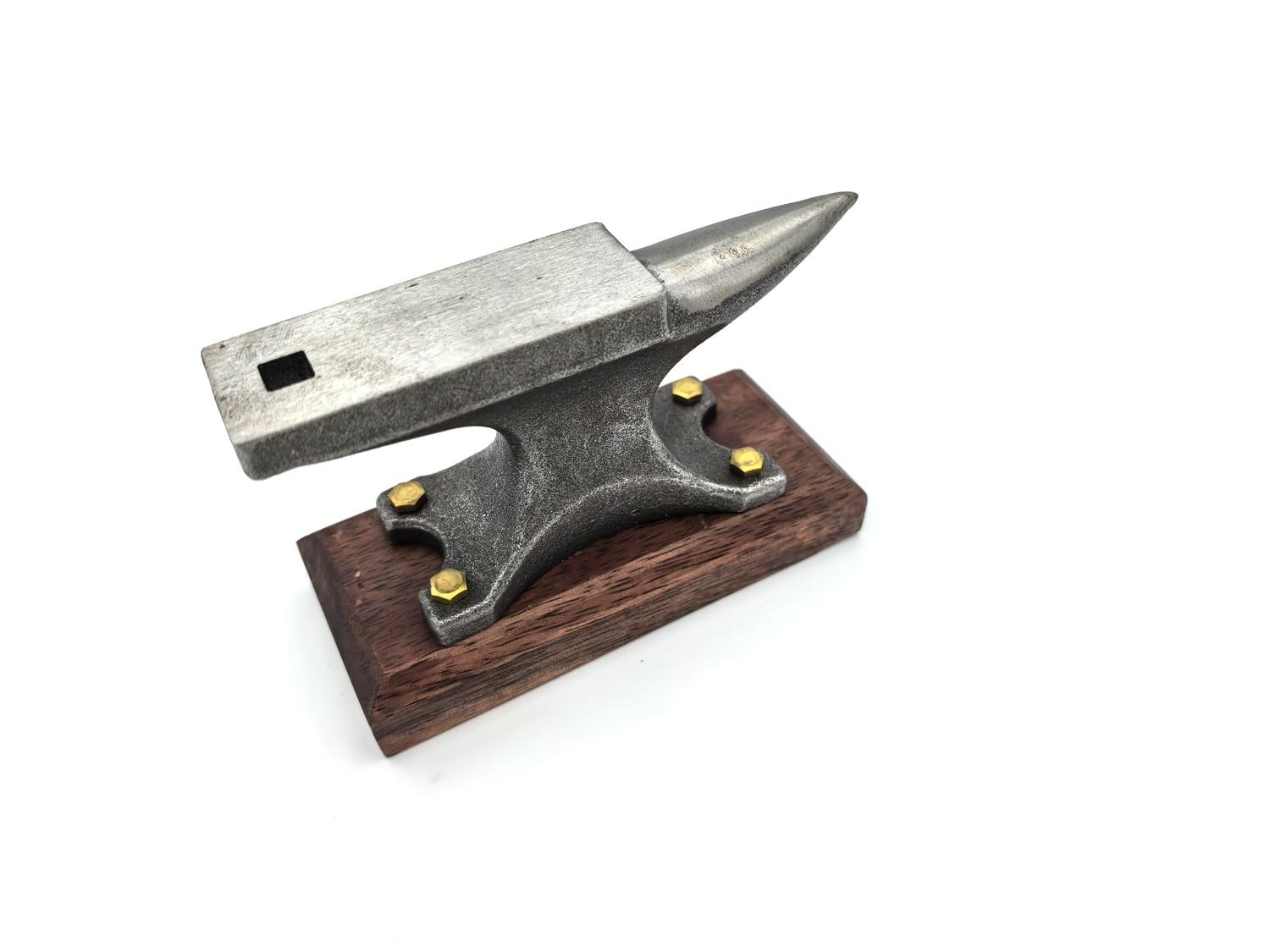 1.7Lbs Mini Horn Anvil, Forged Iron Anvil with Wenge Wood Shock-Absorbing Base f