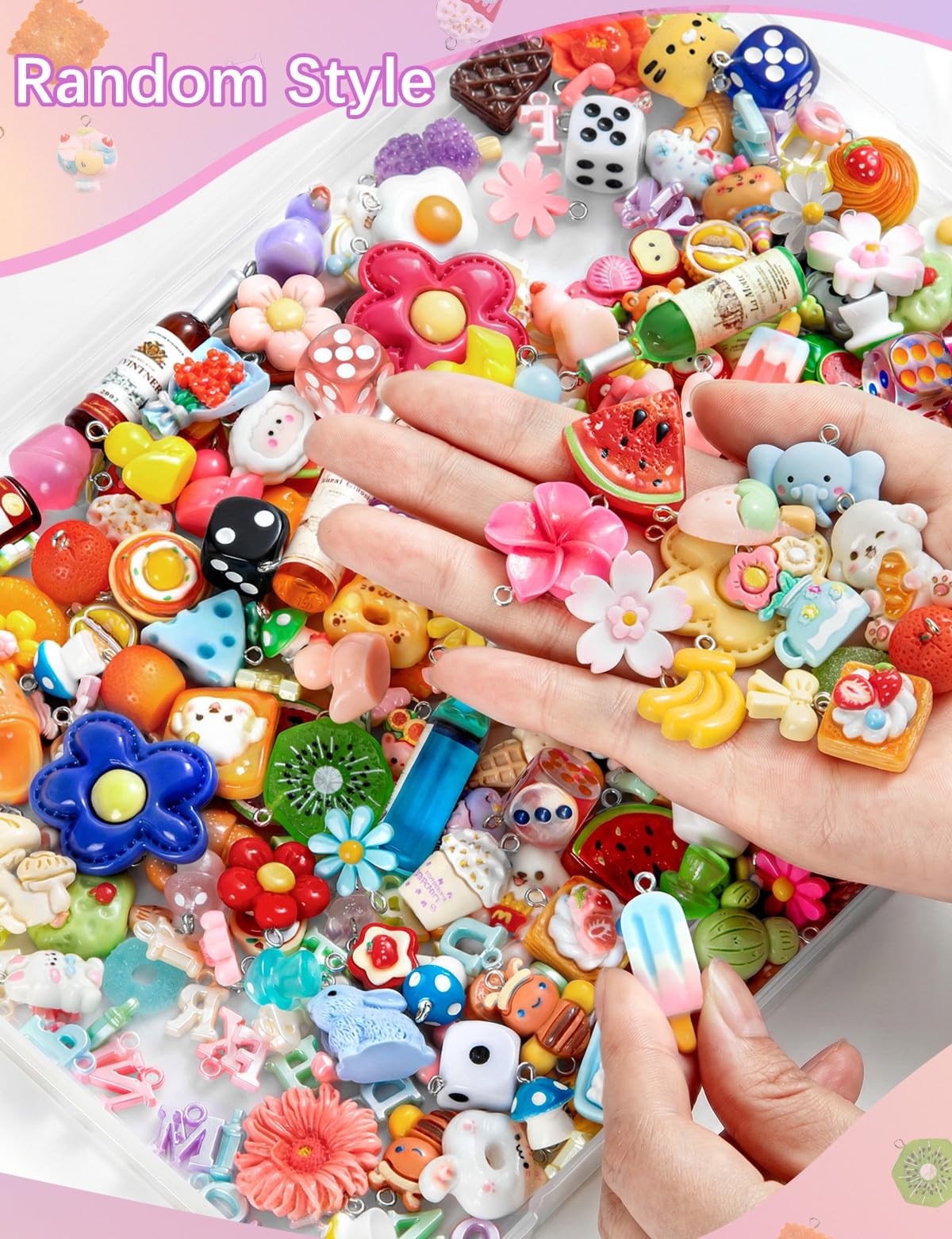 DIY Cute Resin Charms Mini Fruit Candy Animal Bracelet Keychain Jewelry Crafts