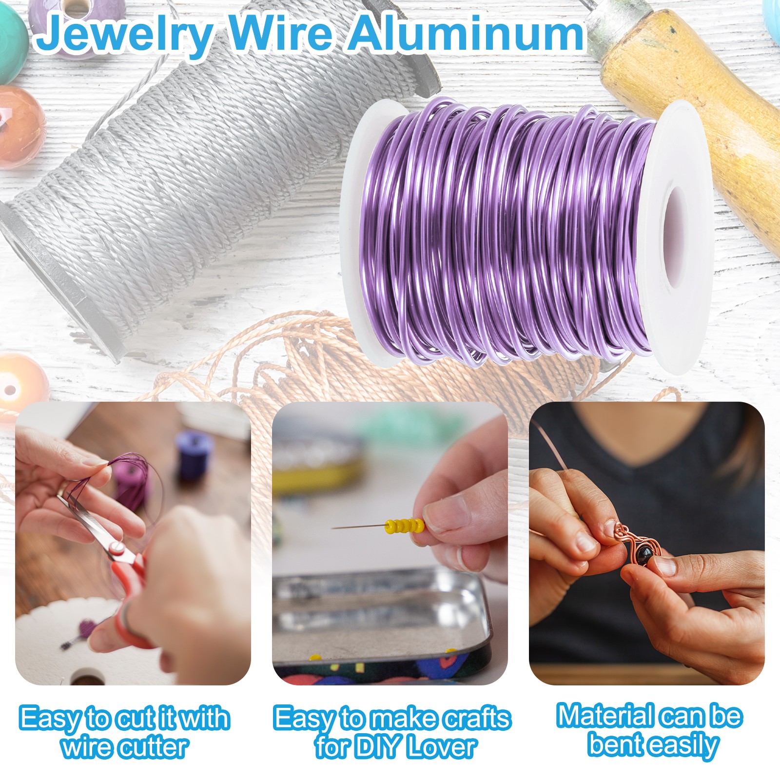 12 Gauge 2mm Aluminum Craft Wire 65.6 Ft Metal Wire Light Purple