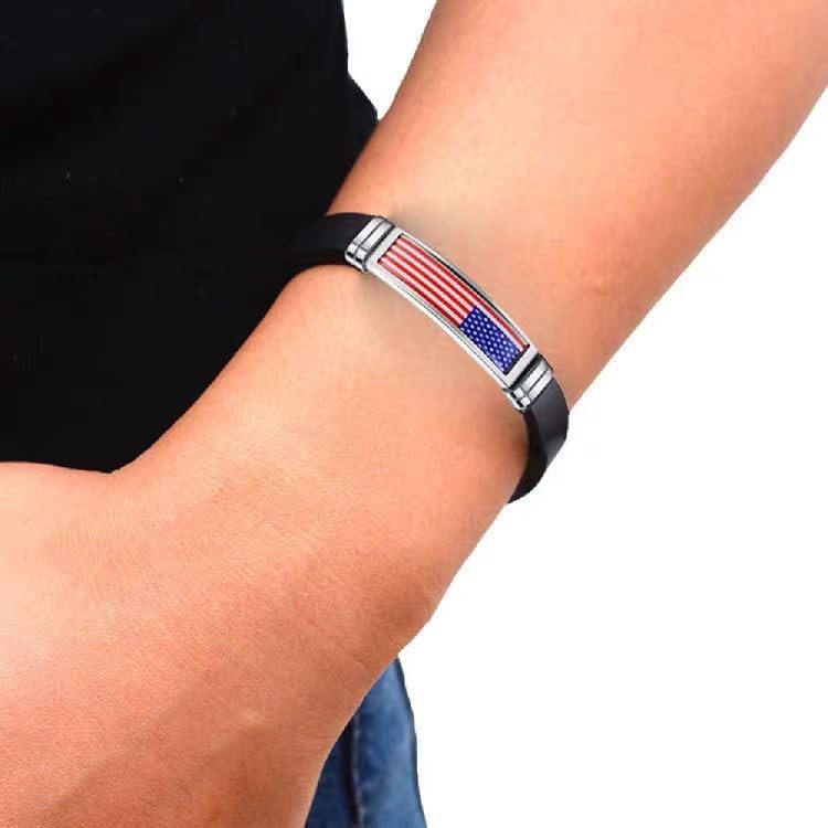 United States Of America Flag Bracelet Silicone Chain Wristband Souvenir, USA Fa