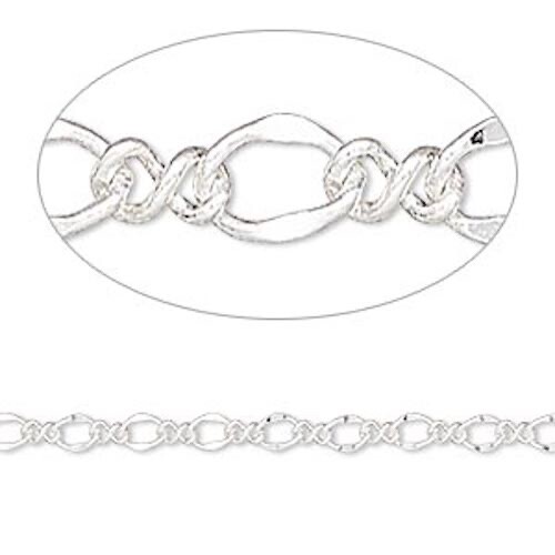 Silver-plated steel flat figure 8 Chain.