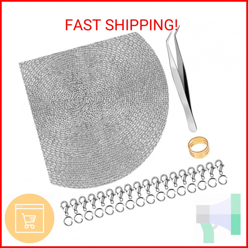 50 Feet Stainless Steel Chains for Jewelry Making, Anezus Jewelry Chain Bulk Sma