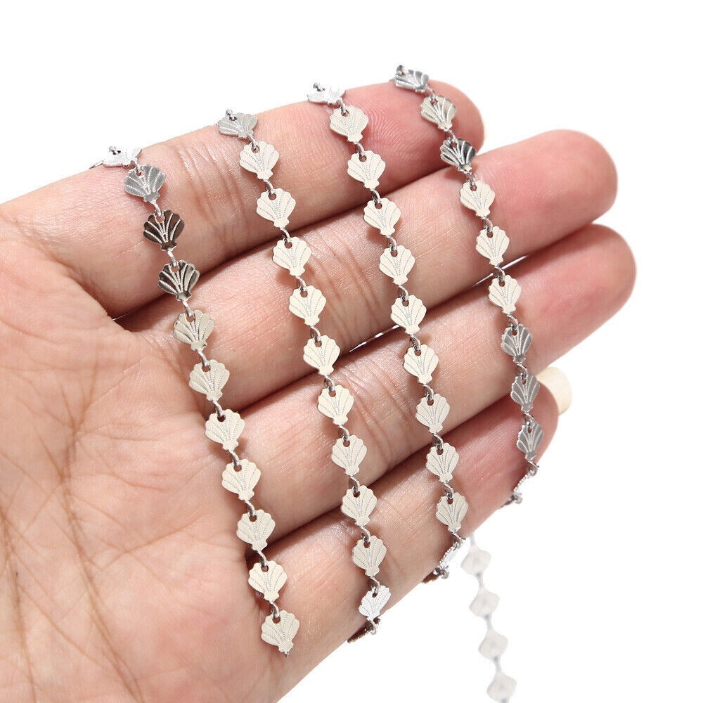 1meter stainless steel silver shell shape chain findings 6mm