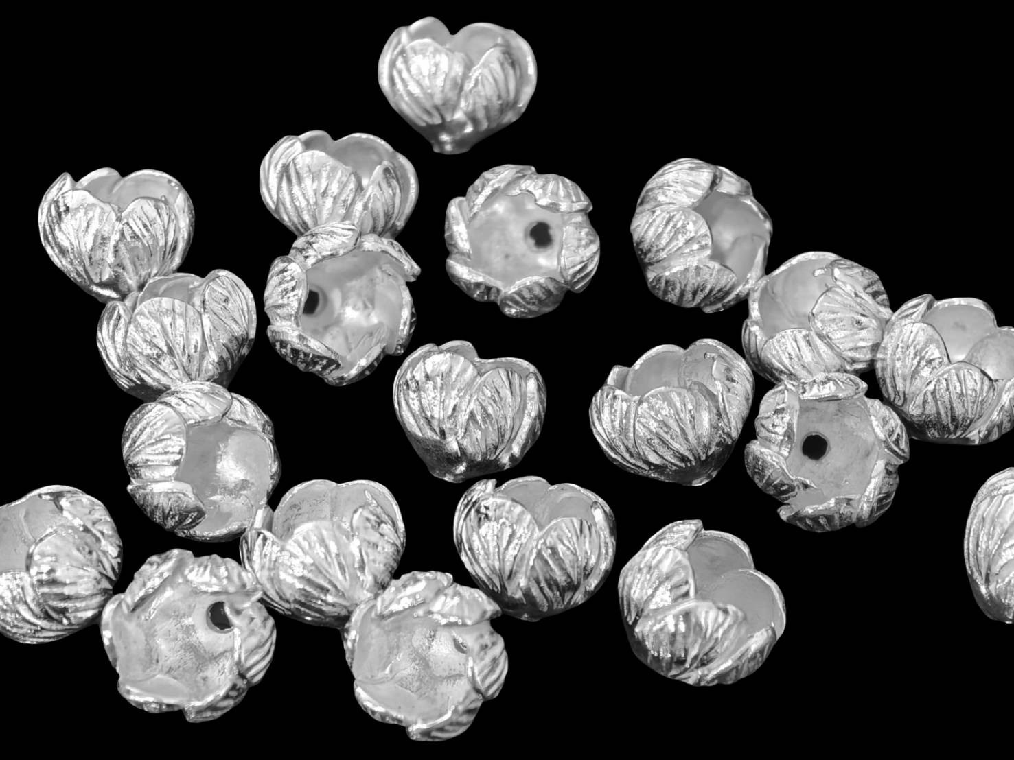 Silver beads Karen hill tribe silver Flower shape bead