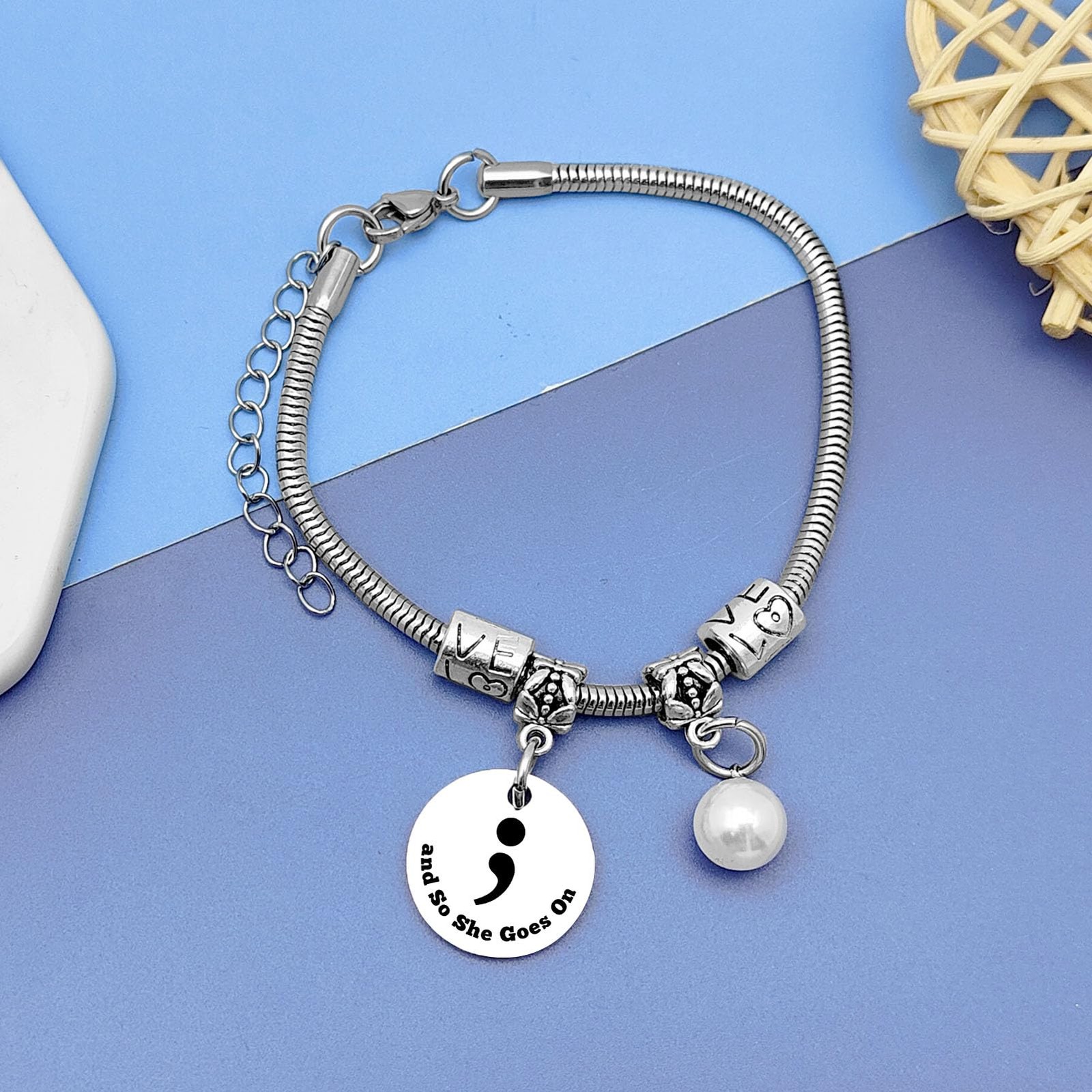 Mental Health Gifts for Women Semicolon Bracelet Inspirational Gifts for Depress