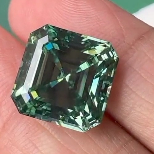 1Pcs Natural Green Color Diamond Asscher Cut VVS1 D Grade IDGL Certified 12x12mm
