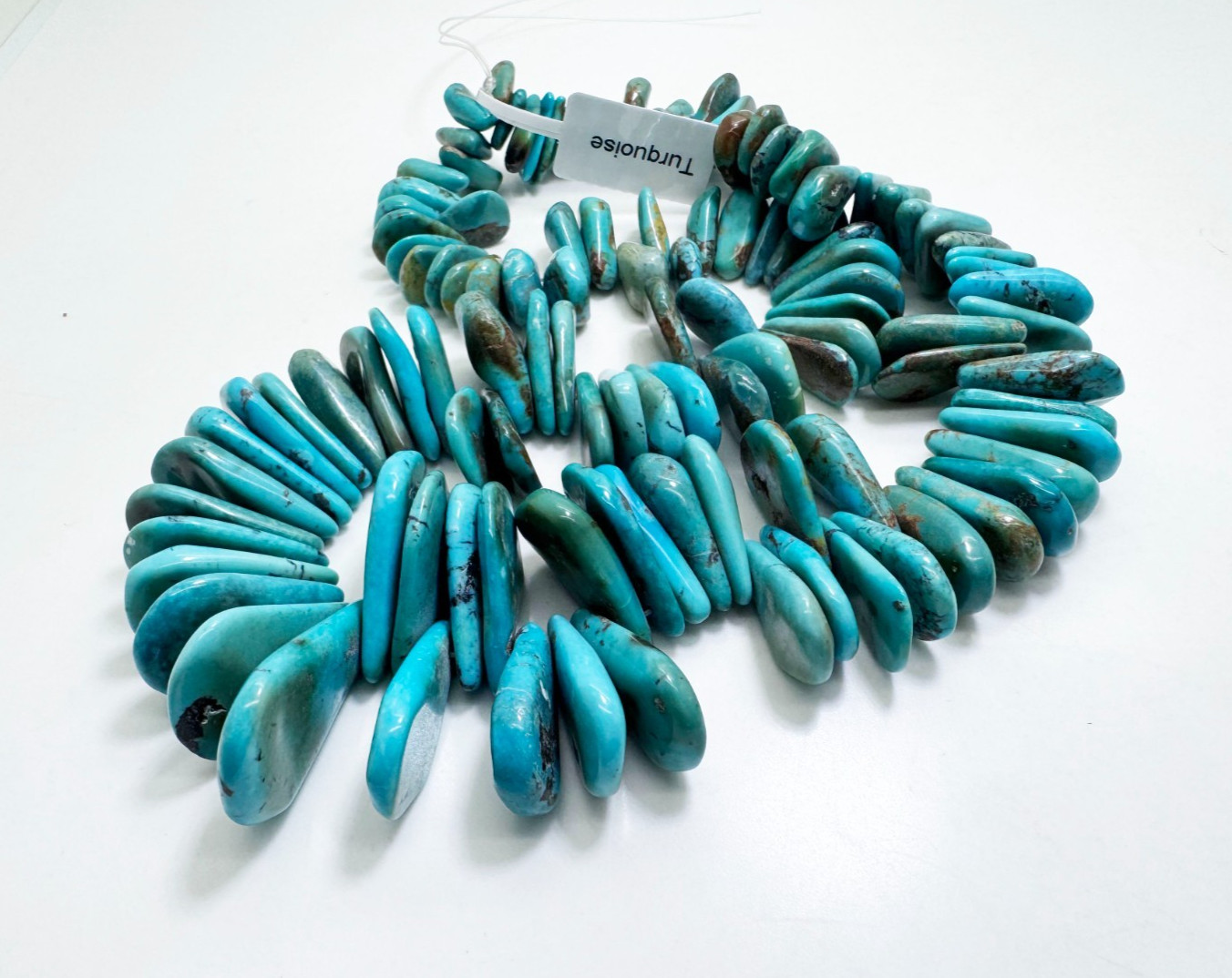 Arizona Kingman Turquoise Slice Slab Flat Pear Teardrop Gemstone Beads PGS370