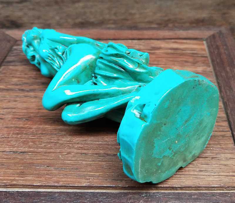 Hand-Carved Green Chinese Natural Turquoise Statue People Beauty Exquisite