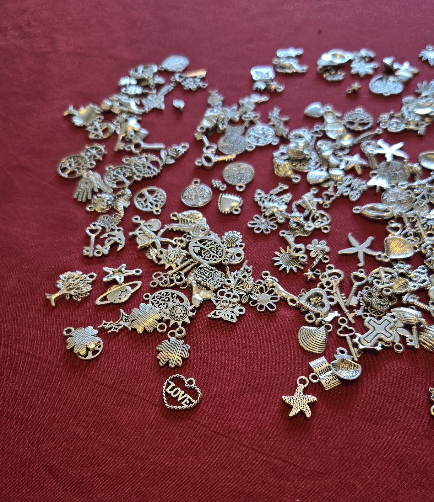 10 Mixed Charms Silver Pendants Random Mix