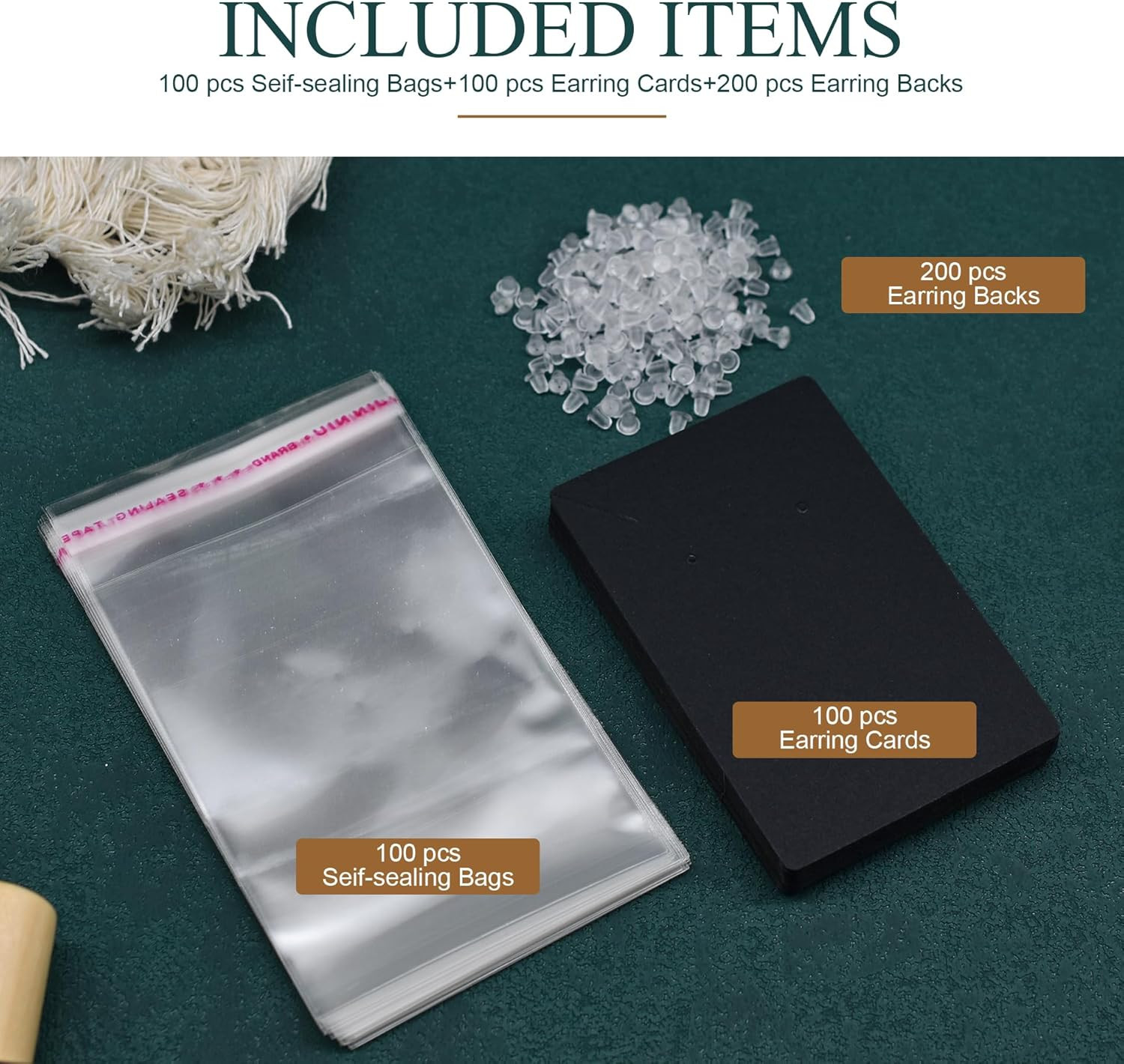 Earring Cards, Set Jewelry Making Supplies with 100 Pcs Earring Holder Cards 200