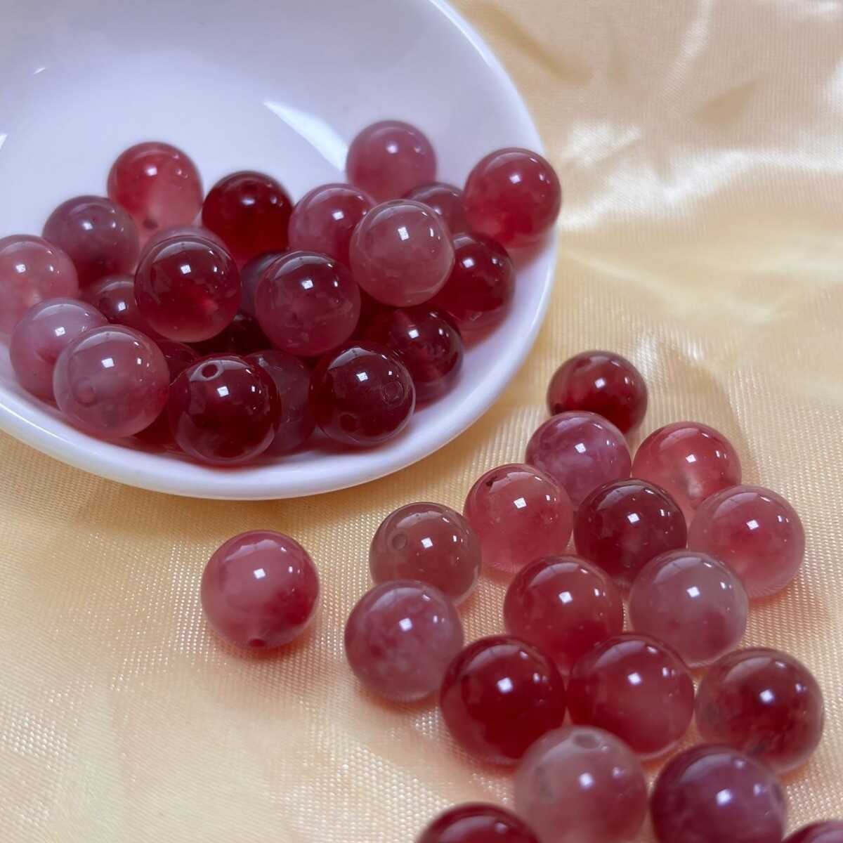 Jade Ice Powder Floating Flowers Strawberry Crystal Jade Marrow Loose Beads