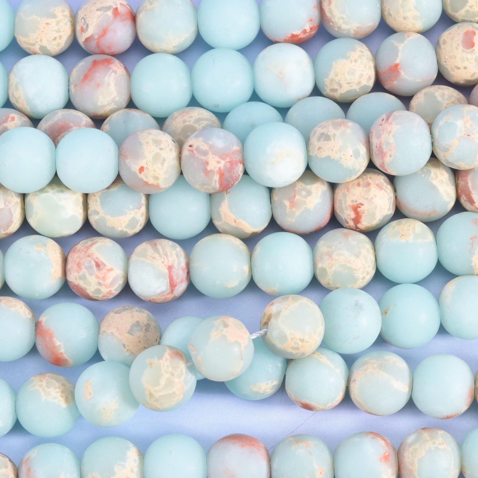 Blue Shoushan Stone Matte Round Beads 4mm 6mm 8mm 10mm 15 Inch Strand